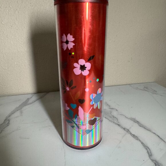 Starbucks Valentines Day 2023 Red Love Floral Confetti Acrylic Tumbler 16 OZ NEW - Picture 2 of 5